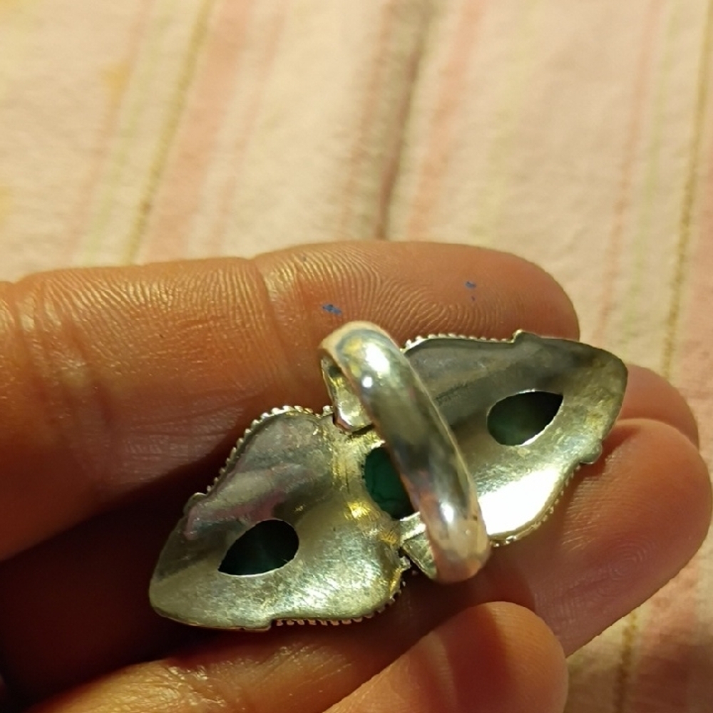 Turquoise Teardrop Three-Stone Statement Ring - W… - image 6